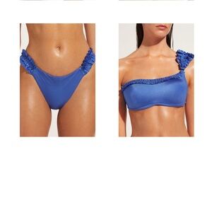 NWT Calzedonia Blue Vienna Ruffled One-Shoulder Bikini Set - Small